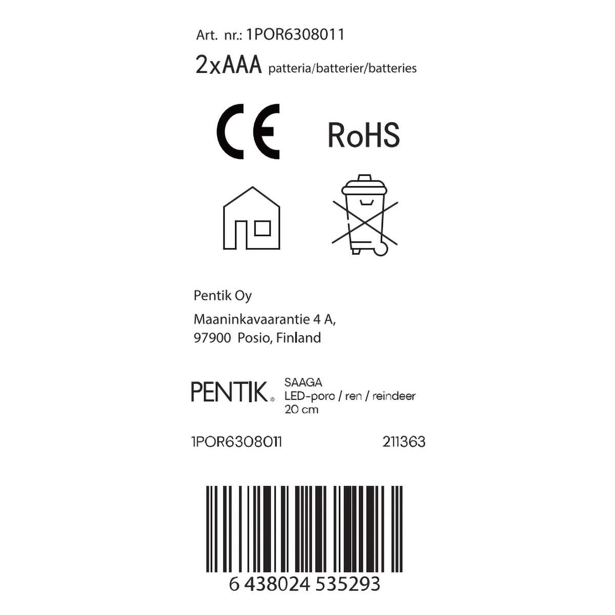 Saaga Led-poro - PENTIK - Sisustus/Piensisustus/Koristeet