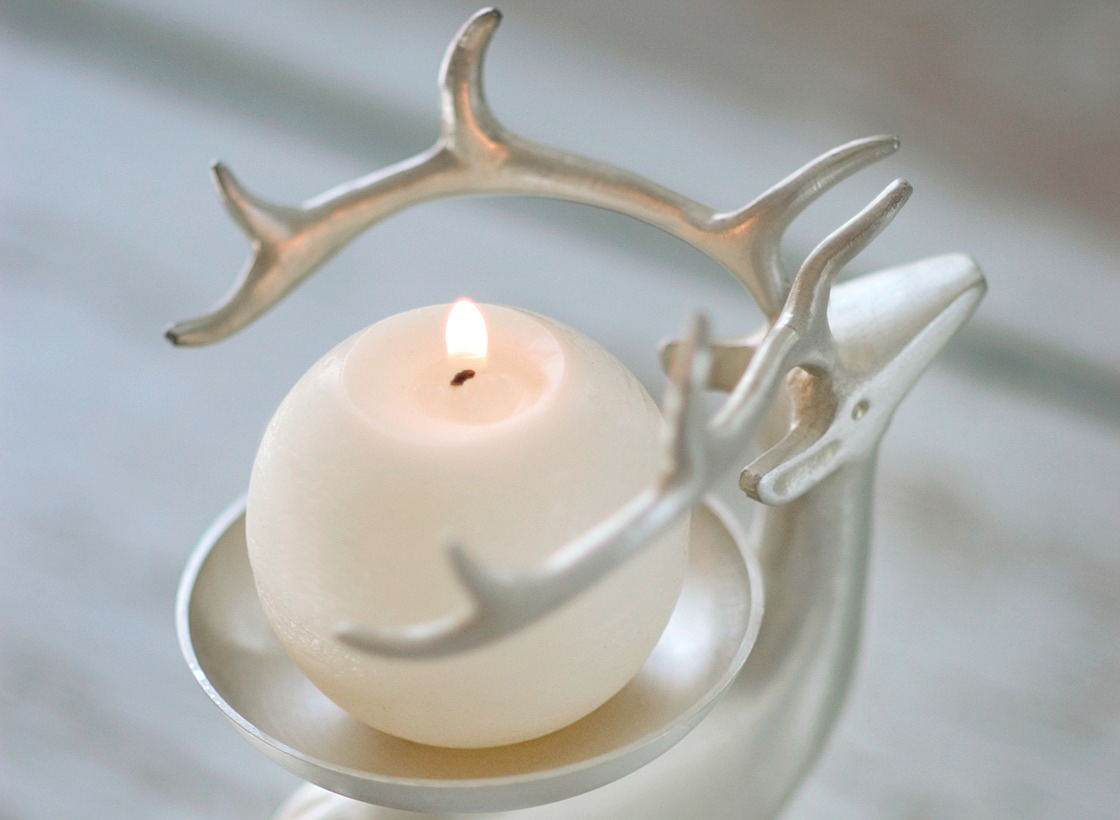 Silvered Reindeer Candlelabra