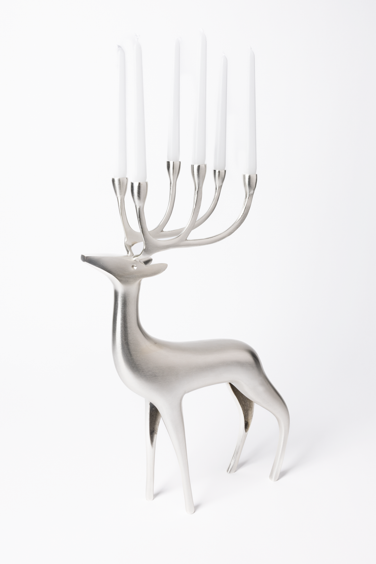 Silvered Reindeer Candlelabra
