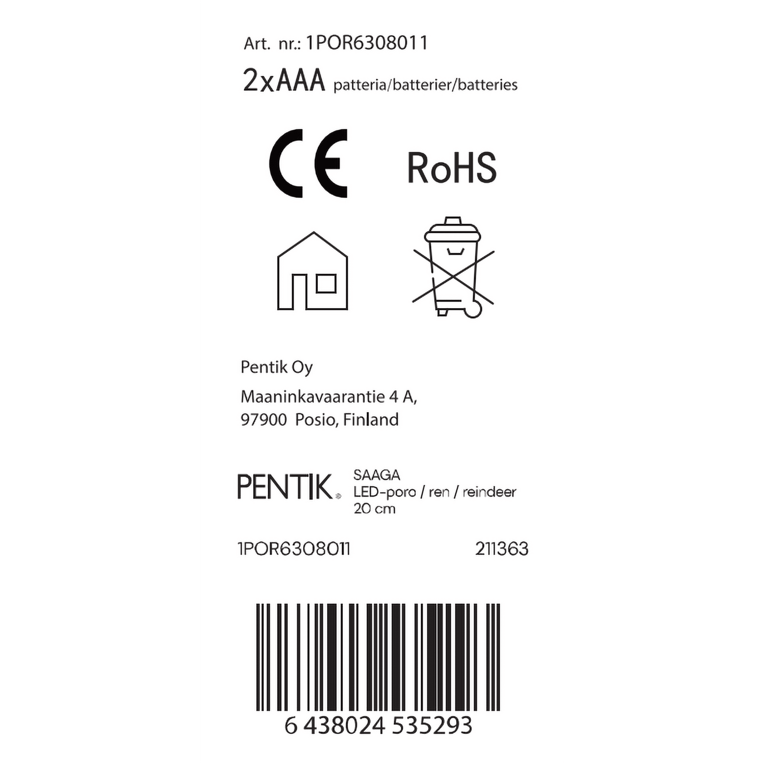 Saaga Led - poro - PENTIK - Sisustus/Piensisustus/Koristeet